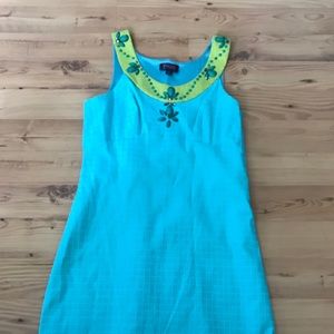 Hale bob beaded aqua and green sleeveless L dress